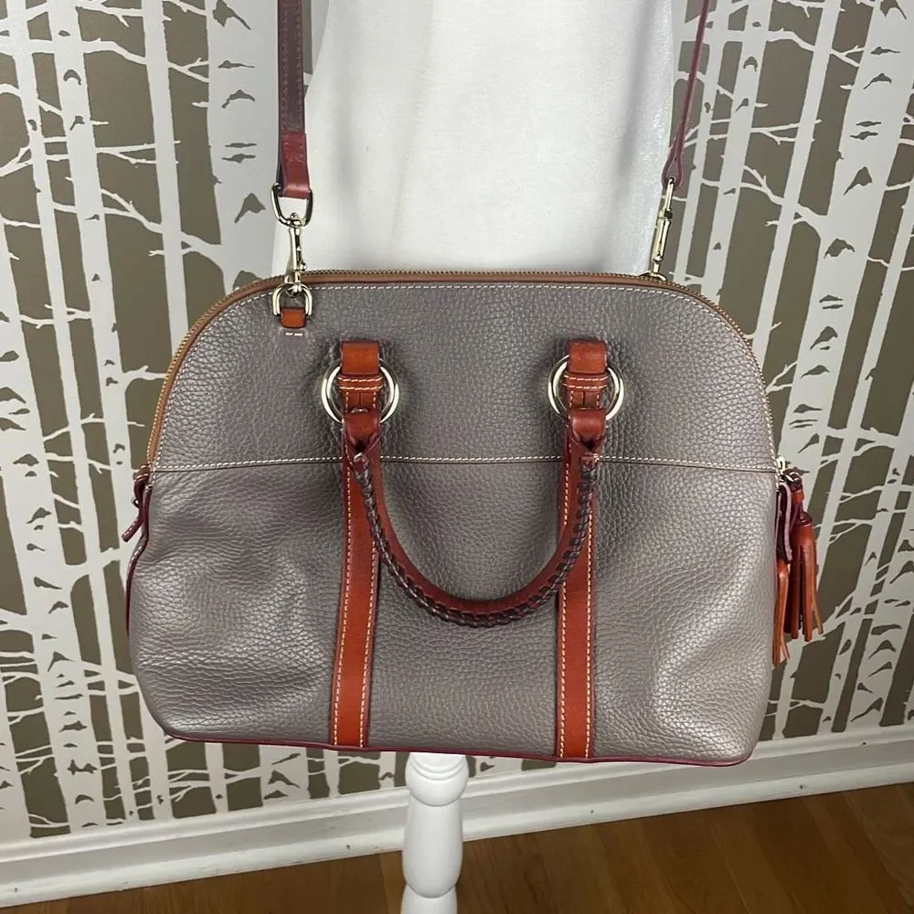 Dooney & Bourke Gray Satchel with Brown Trim - Picture 3 of 16
